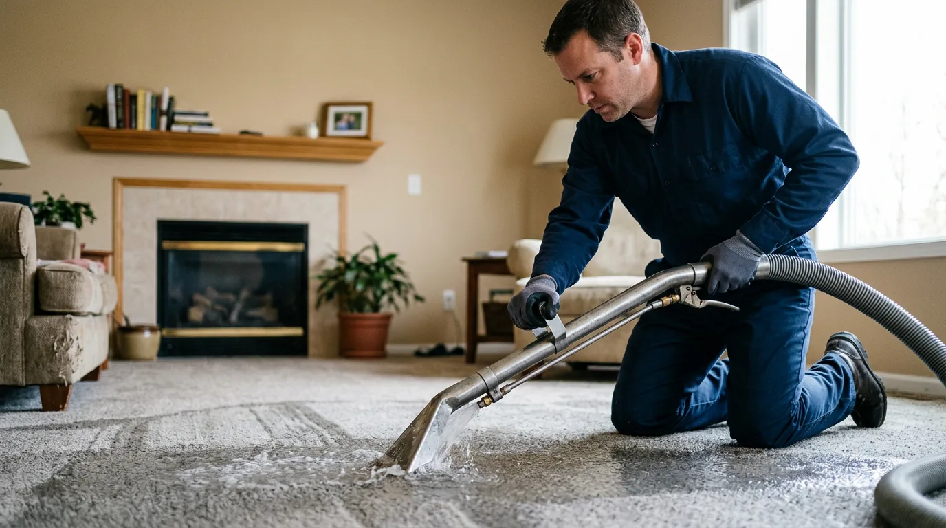 Water damage restoration technician working near Wortham, TX